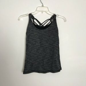 Lululemon Dark Grey and Black 2 in 1 Tank - Size 2